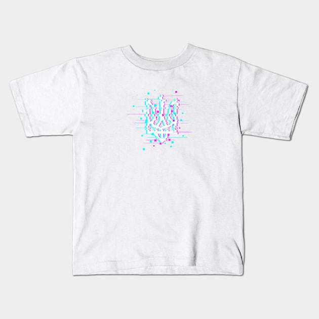 Tryzub Glitch Kids T-Shirt by Silentrebel